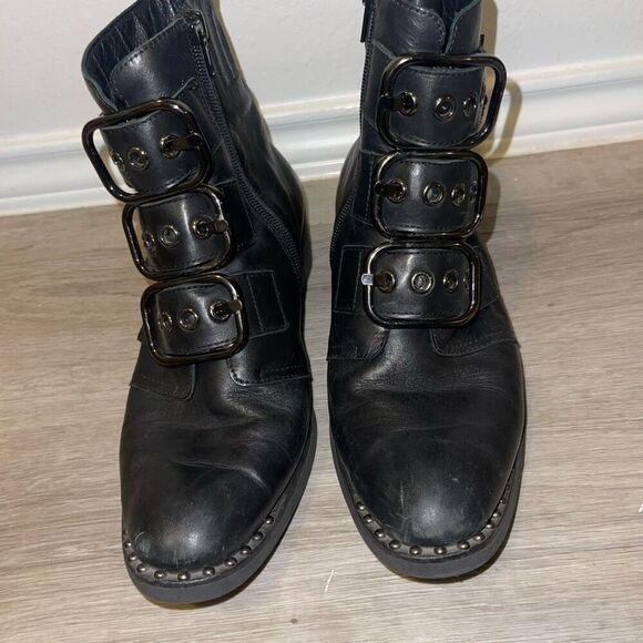 Jeffrey Campbell studded black leather buckle boots. - Picture 7 of 11